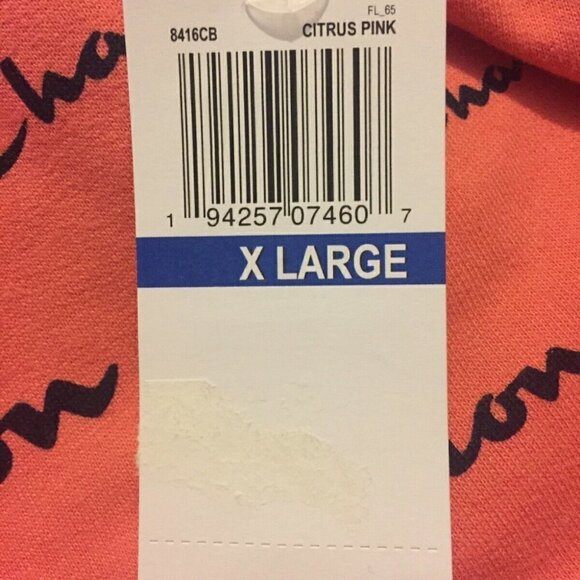 Girl's Champion AOP Script Hoodie, Citrus Pink, XL - Picture 4 of 5